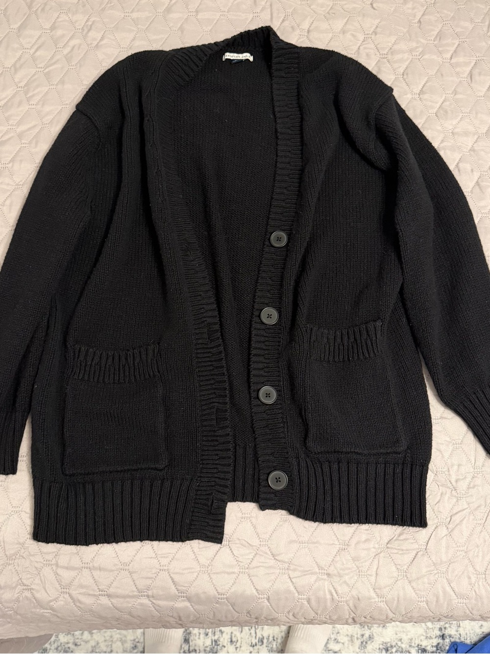 American Eagle Outfitters Black Button-Up Knit Cardigan